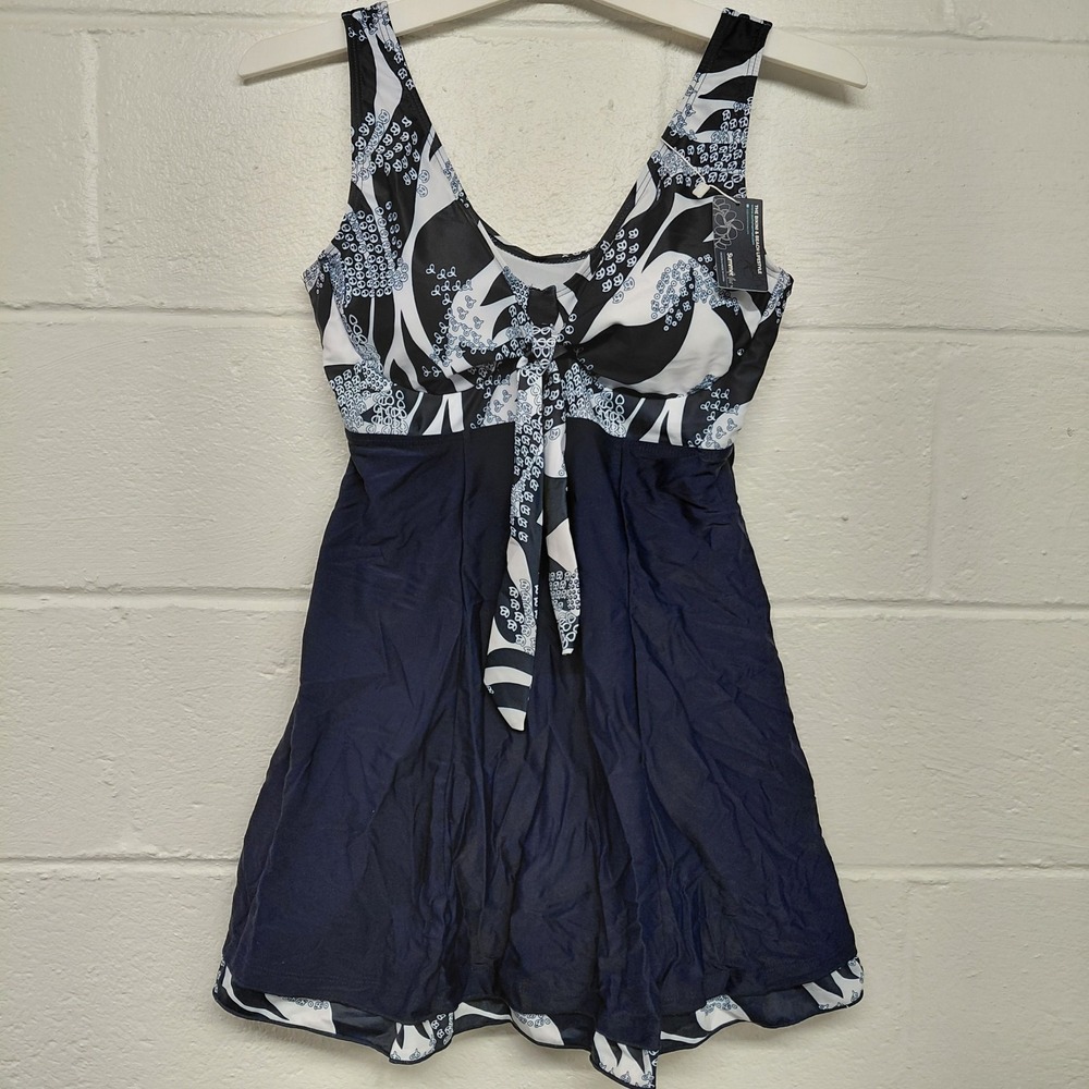 Summer Mae SMALL Swimsuit Swim‎ Dress One Piece Blue Coastal Built Shorts Modest